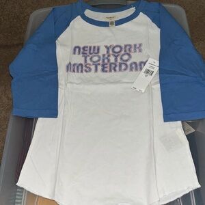 Denim & Supply Ralph Lauren Blue and White Long Sleeve Tee